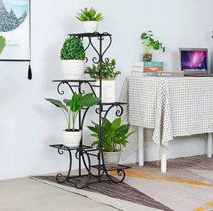 Meilleur support de plante en métal 5 niveaux support de pot de fleur étagère en fer forgé jardinière présentoir pour jardin patio pelouse intérieur extérieur - Product Image 3