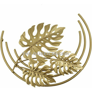 Métal en acier fabriqué de luxe avec panneau arrière en MDF forme ronde finition noire et or Art mural pour salon chambre - Product Image 3