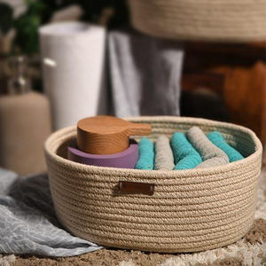 Export Quality New Arrival Pure Cotton <b>Rope</b> Oval <b>Storage</b> <b>Basket</b> With Handle Custom Size For Home Office Used Wedding Gift <b>Basket</b> - Product Image 1