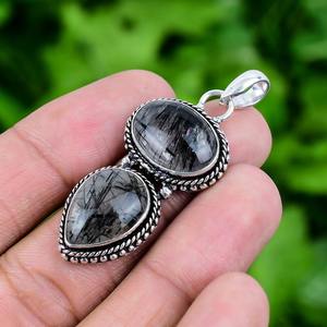 925จี้เงินแท้ทำด้วยมือสีดำรูไทล์สปินเนอร์เครื่องประดับดีไซเนอร์แฟชั่นคุณภาพสูงชุบทองของขวัญแต่งงานอินเทรนด์ - Product Image 3