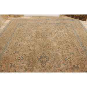 Tapis turc vintage 9,5x12,5 pi (290x381 cm), tapis en laine marron à motifs floraux - Product Image 3