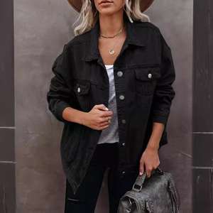 Veste longue en denim décontracté de haute qualité vêtements d'extérieur à la mode pour les femmes veste en coton à manches longues - Product Image 4