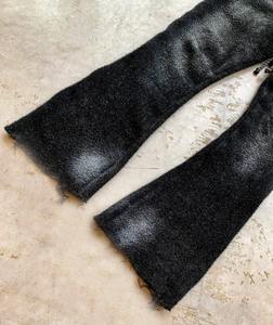 Custom Mohair Pants Black Unisex High Quality Knitted <b>Men</b> Flare Baggy Sweat Pants Mohair Flared Sweatpants - Product Image 5