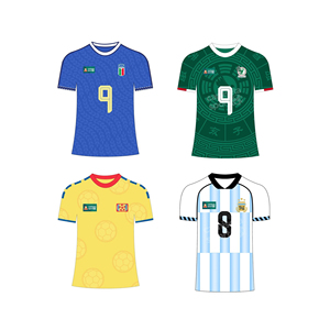 Maillots de football pour supporters mondiaux – Équipe nationale d'Italie 2026 – Maillots de football à manches courtes 100 % polyester, séchage rapide, respirants, conçus pour - Product Image 1