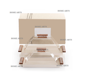 Plateau de service en fer pour chocolats et bonbons avec couvercle en acrylique et poignées en bois Lot de 2 plateaux de service pour aliments de différentes tailles - Product Image 1