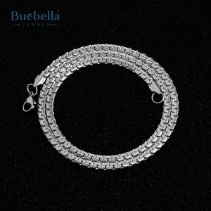 Venta caliente 925 Plata chapado en oro rosa 4mm caja redonda plana cadena de eslabones para hombres joyería fina - Product Image 3