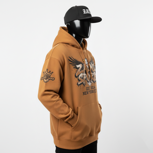 Sudadera con Capucha para Hombre, Tejido de Felpa Cepillada Premium de 320 GSM, Sensación Cálida y Acogedora, Color Marrón, Logotipo Personalizado, Sudaderas Básicas para Hombre - Product Image 3