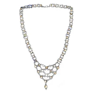 Collier statement en argent 925 avec pierre de lune pour femmes, bijoux perlés tendance - Product Image 2