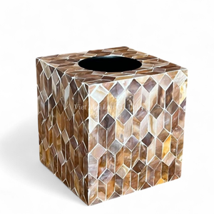 Caja de Pañuelos de Nácar, Accesorio Decorativo Hecho a Mano con Incrustaciones de Concha para Decoración de Lujo - Product Image 3