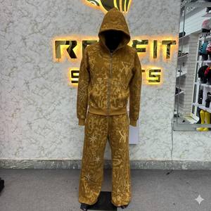 Conjunto Deportivo de Invierno de Peso Medio, Sudadera con Capucha Térmica Unisex, Pantalones Deportivos, Conjunto de Dos Piezas, Logotipo Personalizado, Sudadera Informal de Forro Polar de Algodón - Product Image 5