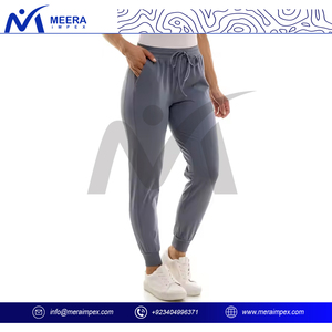 Venta al por mayor nuevo diseño 100% algodón sólido color liso Jogger para mujeres cordón elástico cintura transpirable pantalones de chándal para mujeres - Product Image 3