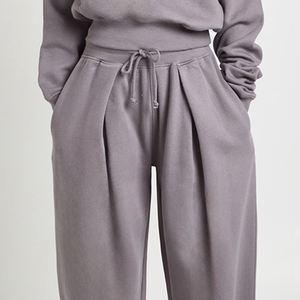 Survêtement femme à épaules tombantes, prix de gros, logo personnalisé, tissu doux, design économique avec taille élastique et cordon de serrage - Product Image 3