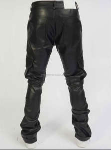 Pantalones de hombre nuevos de piel sintética con corte acampanado y estilo hip hop para motocicleta, de cintura media, informales - Product Image 6