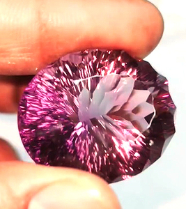 Amatista Natural de 33mm, corte láser ovalado, 115 Cts, lote de Iroc, venta de amatista brasileña de alta calidad, faceta de piedras preciosas sueltas para joyería - Product Image 1