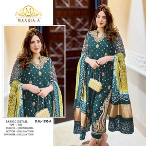 Georgette de imitación pesado de calidad superior con trajes paquistaníes de trabajo de secuencia de bordado para regalar a la venta - Product Image 3