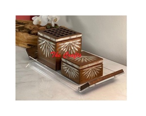 Design avantageux Brûleur Mubkhar Bakhoor en bois avec boîte Oud et plateau Parfum de mariage Mabkhars à bon prix - Product Image 6