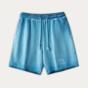 Customized Acid Washed <b>Vintage</b> Loose Straight <b>Men's</b> <b>Shorts</b> 100% Cotton Mid-Waist Breathable Knitted Casual Style Printed Logo - Product Image 4