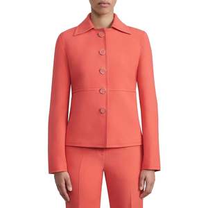 Lafayette 148 New York Abiti da smoking con cuciture in vita, Blazer arancione con cristalli, piume, pizzo, pelliccia, chiusura a bottoni, taglia 0 a tre quarti - Product Image 1