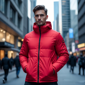 Vente en gros de vestes matelassées de couleur unie avec fermeture éclair pour hommes, hiver et automne, vêtements d'extérieur respirants à col montant, manteaux rembourrés High Street - Product Image 5