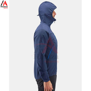Venta al por mayor de alta calidad por encargo azul chaqueta Softshell para los hombres con cremallera cuello con capucha estilo de la calle transpirable para la primavera - Product Image 5