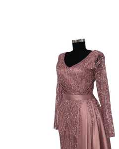 Elegant Anti-Static Women's Long Formal Evening Gown Hand-<b>Beaded</b> Floor-Length Dress with Natural <b>Waist</b> for Party Prom Wedding - Product Image 1