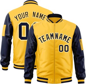 Veste universitaire manches contrastées patchs de broderie numéro de nom d'équipe personnalisé veste Bomber universitaire personnalisée livraison directe - Product Image 1