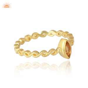 Anillo de Citrino Natural con Oro Sólido, Anillo de Bodas Hecho a Mano para Mujer, Fabricante de Joyería Artesanal - Product Image 3