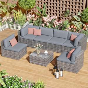 Outdoor Modular Rattan <b>Furniture</b> Set with Cushions and Table <b>for</b> <b>Balcony</b> and Backyard Use - Product Image 6