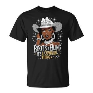 T-Shirt Promozionale Stile Western Country con Stampa Boots and Bling Cowgirl Thing, Abbigliamento Country - Product Image 1