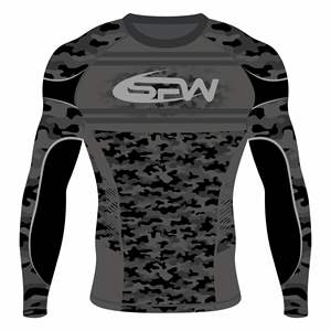 เสื้อรัดกล้ามเนื้อแขนยาวพิมพ์โลโก้เองสำหรับผู้ชาย เหมาะสำหรับ MMA BJJ เล่นเซิร์ฟ ป้องกันรังสียูวี ออกกำลังกายในยิม - Product Image 5