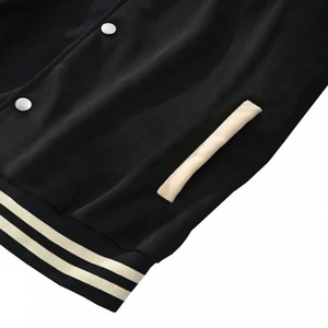 Veste universitaire unisexe à col montant, personnalisable, noire et blanche, pour l'hiver, élégante, en gros, vierge, personnalisable - Product Image 3