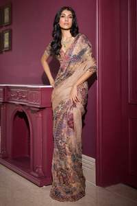 Bollywood indien moderne femmes Designer Georgette Saree avec chemisier ethnique confortable et élégant mariage exclusif fête porter - Product Image 5