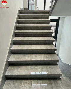 Escalera de mármol gris elegante cortada a medida, pulida y duradera, <span class=keywords><strong>con</strong></span> peldaños y reborde de mármol Pietra Grey para proyectos. - Product Image 1
