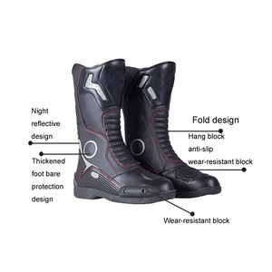 Wholesale Customised Black Racing Moto <b>Boots</b> Latest Winter Flat Design <b>Waterproof</b> Genuine PU Leather Knee-High Sports Shoes - Product Image 6