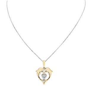 Pendentif coeur design dauphin plaqué or jaune avec cadeau de bijoux en diamant Moissanite rond pour femmes et filles - Product Image 3