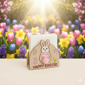 Servilletero de Lentejuelas Bordadas con Diseño de Pollito Adulto, Motivo de Huevo de Pascua, Accesorio de Mesa Festivo de Primera Calidad, Estilo Primaveral - Product Image 4