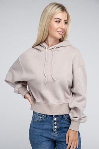 Sweat-shirt à capuche pour femme Acid Wash Athletic Hoodie Fleece Long Sleeve Cropped Hoodie Fleece Women Sweatshirt - Product Image 3