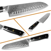 Coffrets de couteaux de chef professionnels en acier inoxydable Damas forgé à la main avec manche en résine, modèle SMK DKK-07