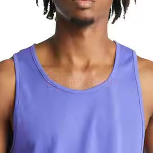 Camiseta sin mangas para hombre de algodón 100% al por mayor, ropa de entrenamiento sin mangas transpirable de secado rápido, estilo tejido informal a bajo precio - Product Image 4