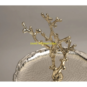 Support à gâteau de luxe en métal martelé à deux niveaux, branche d'arbre argentée, centre de table, plateau d'affichage à desserts pour mariages, hôtels-coffre-fort au four - Product Image 4