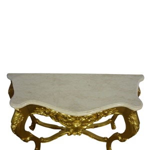 Luxury Antique Hall <b>Table</b> Gold Leaf <b>Console</b> <b>Table</b> with Marble Top Hand Craved Entrance <b>Table</b> <b>for</b> French Style Home Furniture - Product Image 5