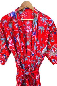 100% Verano Indio hecho a mano largo estampado Floral Boho señoras Kimono bata vestido Casual tamaño libre - Product Image 2