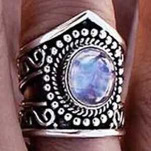 925 Sterling Silver Rainbow Moonstone <b>Statement</b> <b>Ring</b> Handmade Boho June Birthstone Jewelry Inlay Perfect Gift for Her Birthday - Product Image 5