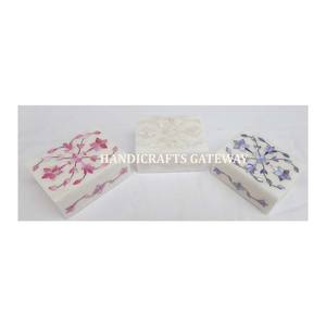 Dernières nacre naturelle incrustation de travail Design unique marbre blanc vadrouille boîtes à bijoux de forme rectangulaire pour la décoration de la maison - Product Image 3