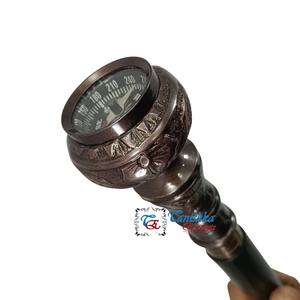 <b>Antique</b> Knob Compass Handle Art Deco Foldable Durable 95cm Handmade 560gm Tanishka Export T15-72015 <b>Walking</b> <b>Stick</b> Vintage Black - Product Image 1