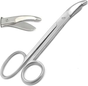 Ciseaux de coupe en acier inoxydable de haute qualité, robustes, en plastique moulé, 24 cm, avec anneaux dorés, lame dentelée - Product Image 3