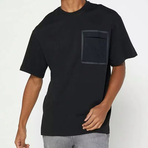 Camiseta de Alta Calidad para Hombre, 100% Algodón, Lisa, Talla Grande, Diseño con Bolsillo Oculto, Casual, sin Logotipo, Personalizable, Gruesa - Product Image 2