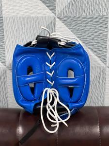 Protector de Cabeza de Boxeo de Cuero Genuino Azul, Precio al por Mayor, Casco de Boxeo con Barra Nasal, Equipo de Protección MS-HG-24 - Product Image 6