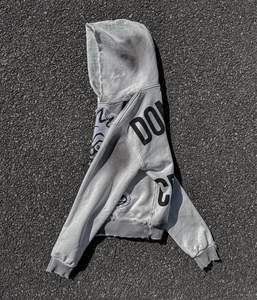 Sudadera con capucha de gran tamaño bordada personalizada Unisex Vintage Acid Wash Sun Faded Men's Distressed Pullover Sudaderas con capucha impermeables - Product Image 3