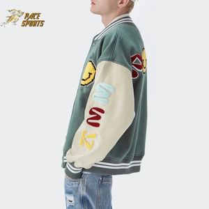 Venta al por mayor chaqueta de béisbol de los hombres de primera calidad de alta calidad de lana personalizada Chenille parches bordados Venta caliente con capucha tela nueva - Product Image 2